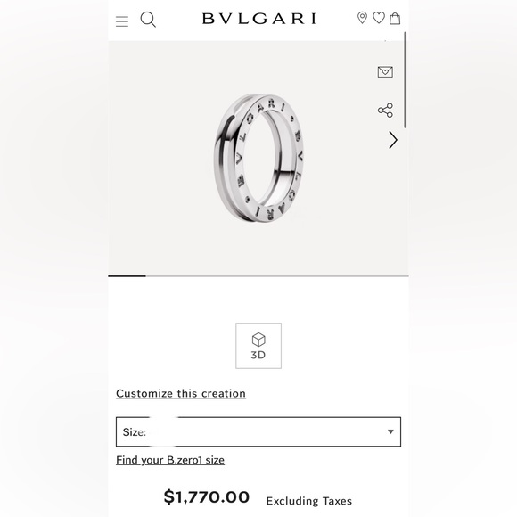 Bvlgari White Gold B.zero Ring with box - Picture 3 of 8